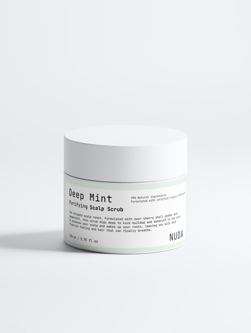 Deep Mint purifying scalp scrub jar by NUDA