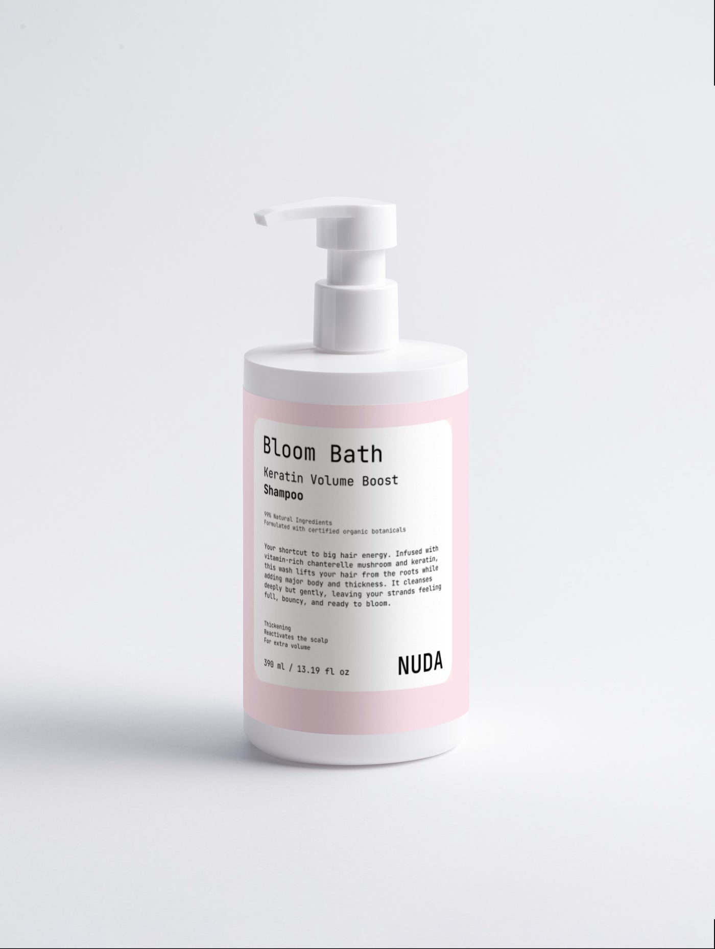 NUDA Bloom Bath keratin volume boost shampoo, formulated for fine hair
