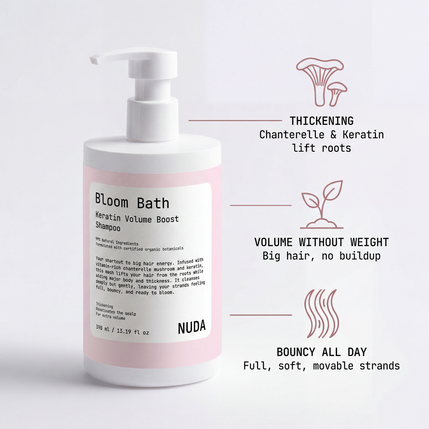 BLOOM BATH texture – keratin and caffeine volume boost shampoo