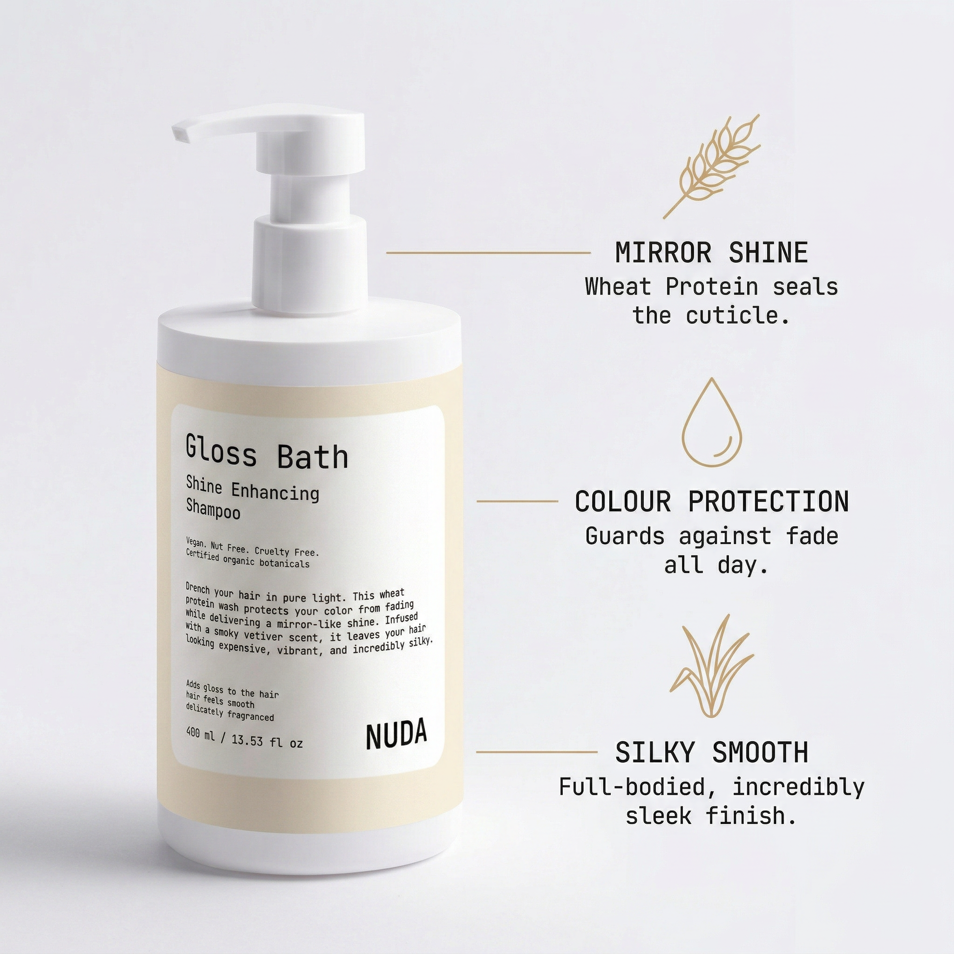 GLOSS BATH texture – smooth and shiny hair shampoo by NUDA