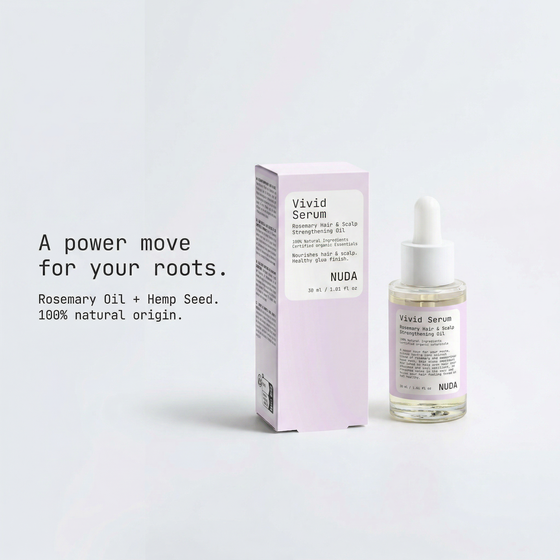VIVID SERUM bottle – rosemary and keratin oil by NUDA